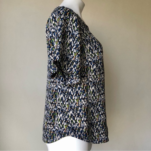 🌼 Harlowe & Graham Short Sleeve Print Blouse, L - Picture 5 of 7